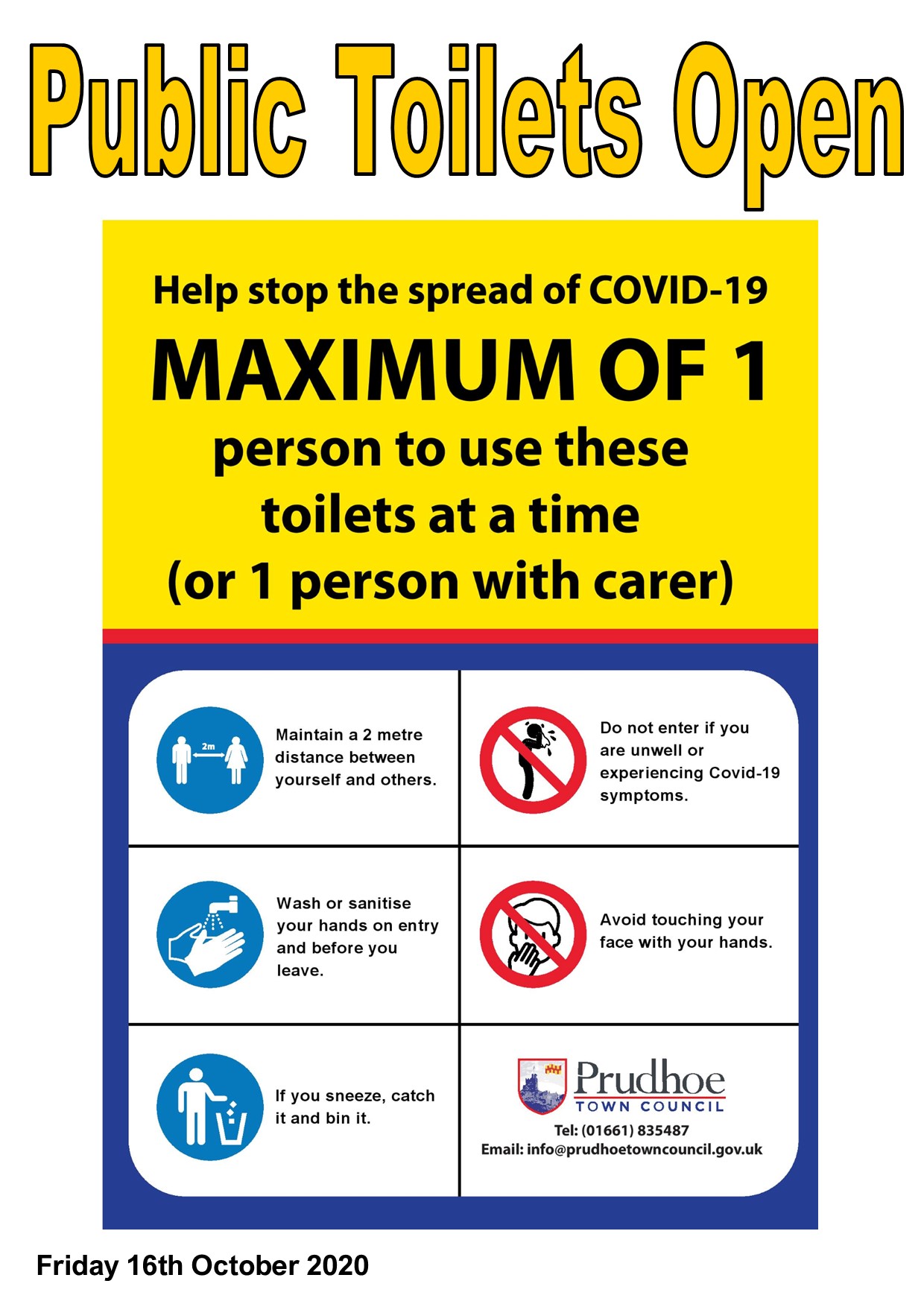 Public Toilets reopened following measures to support reducing risks in